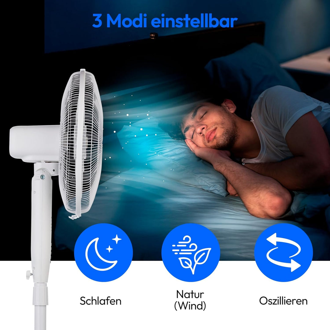 MEDION P21 SF Standventilator mit Fernbedienung (Ventilator leise, 3 Modi Schlafmodus Natur Oszilier
