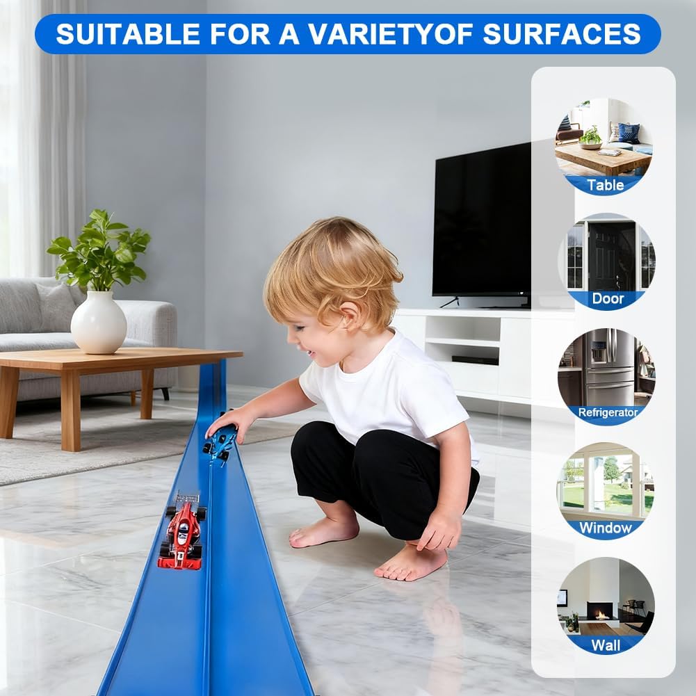 Flexible Autorennbahn mit 4 Autos – 5M Tragbare Rennstrecke & Rampen für Kinder – Auto Rennbahn Spie