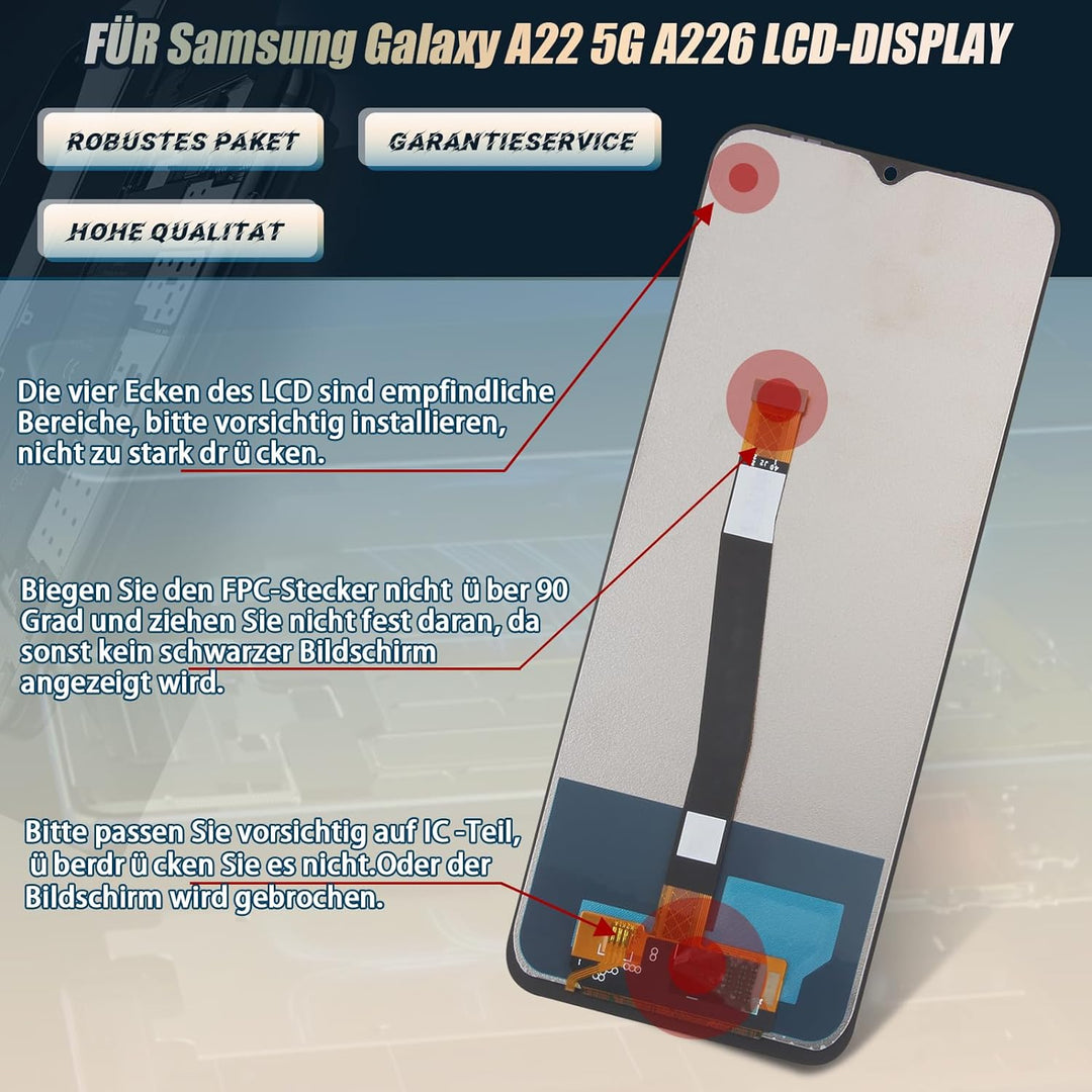 RongZy Ersatz Display Kompatibel für Samsung Galaxy A22 5G A226 Touchscreen Bildschirm Digitizer Gla
