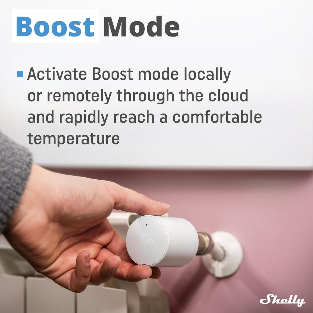 Shelly Blu TRV & Shelly Blu Gateway Gen3 - Thermostatisches Heizkörperventil, Bluetooth-Drehventil m