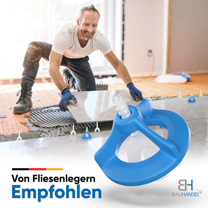 Bauhandel24 - Fliesenverlegehilfe 1mm, 1000 Gewindelaschen, Nivelliersystem, Verlegehilfe, Zuglasche