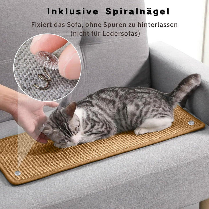 2 Stück Kratzmatte aus Sisal, Kratzmatte für Katzen, mit Klebeband, Katzenkratzmatte, Teppich zum Sc