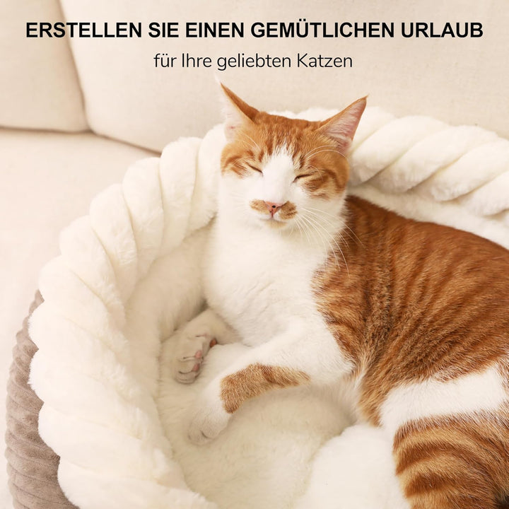 FUKUMARU Katzenbett waschbar Katzen Bettchen, 55x55x21cm Katzenkorb mit erhöhtem Rand, weiches Bett