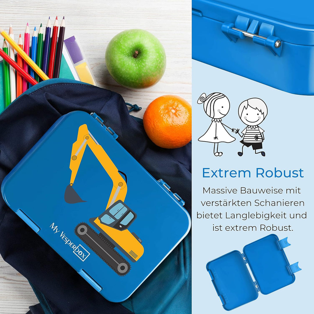 My Vesperbox – Len - Bento Box Kinder - Lunchbox mit 4+2 Fächern - extrem robust – Brotdose – Brotbo