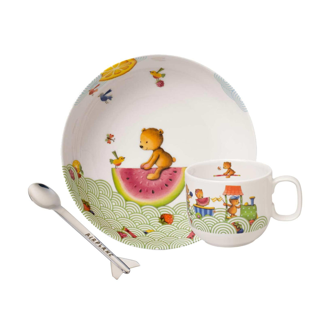 Villeroy & Boch Hungry as a Bear Kindergeschirr-Set mit Löffel 3-teilig – Kinderteller, Kindertasse