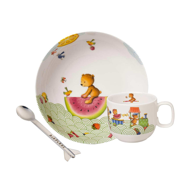 Villeroy & Boch Hungry as a Bear Kindergeschirr-Set mit Löffel 3-teilig – Kinderteller, Kindertasse