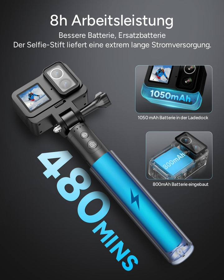 SJCAM SJ20 Action Kamera 4K – Dual-Lens Sportkamera mit 8H Selfie-Stick, Supernachtmodus, HDR, 8X Zo