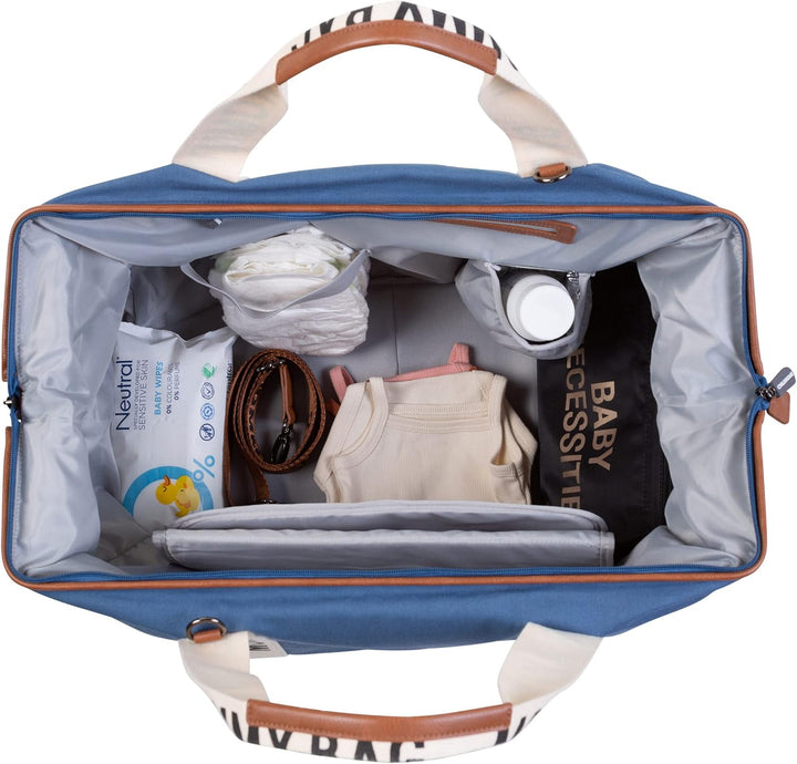 CHILDHOME, Mommy Bag, Wickeltasche, Mutterschaft, Reisetasche Indigoblau Mommy Bag Signature, Indigo