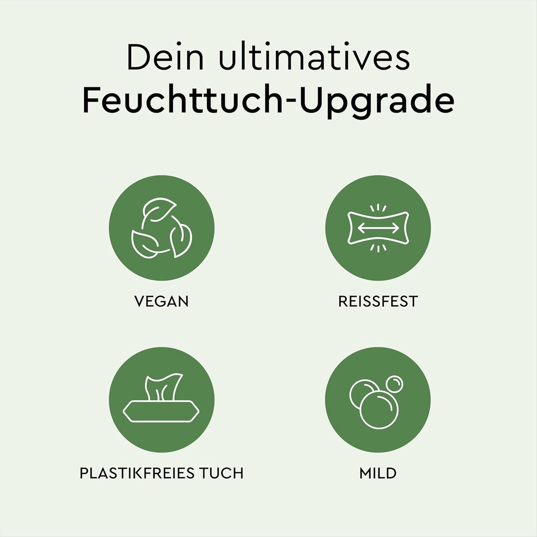 LILLYDOO green Feuchttücher, 300 Stück (5 x 60), 100% plastikfreies, reissfestes Tuch - ohne Parfüme