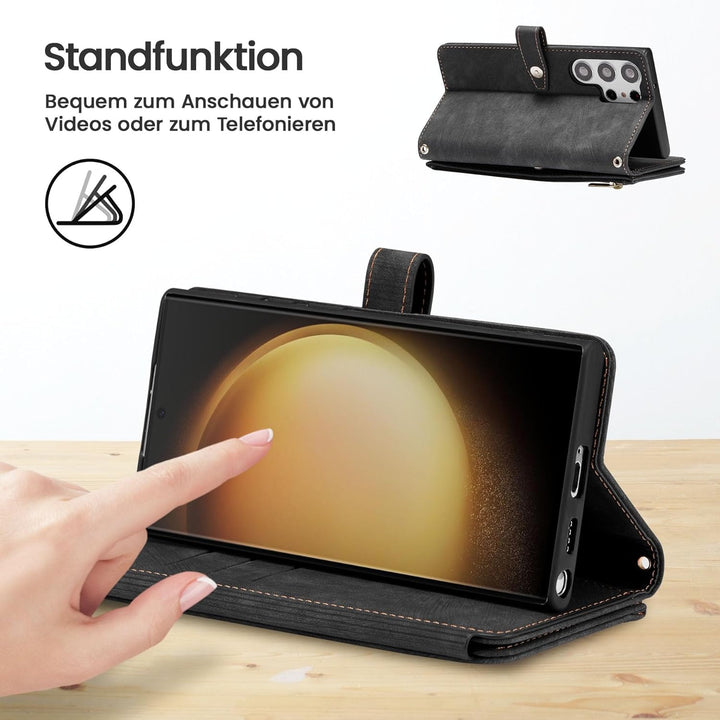 ZCDAYE Hülle für Samsung Galaxy S25 Ultra mit Band Handykette, Leder Handyhülle Handytasche mit Kart