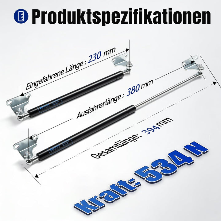 Arana Gasdruckfedern 380MM 534N 54KG Universell Gasdruckdämpfer Hydraulisch Halterung für Camper LKW