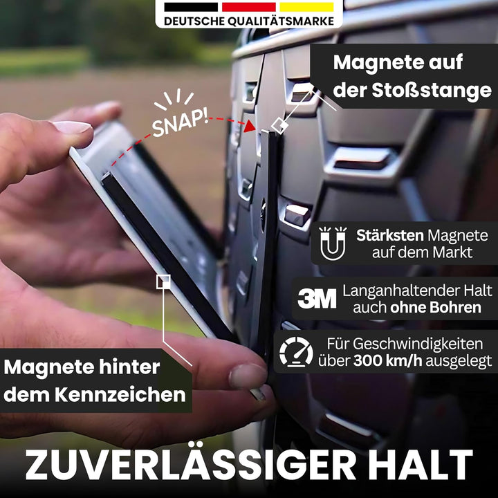 IVALITY Magnetischer Kennzeichen-Halter - Rahmenlose Nummernschild-Halterung für 2X Alu-Kennzeichen
