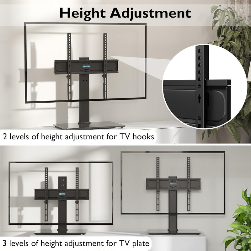 BONTEC TV Standfuss TV Ständer Schwenkbar für 26-55 Zoll LCD LED OLED Plasma Flach & Curved Fernsehe