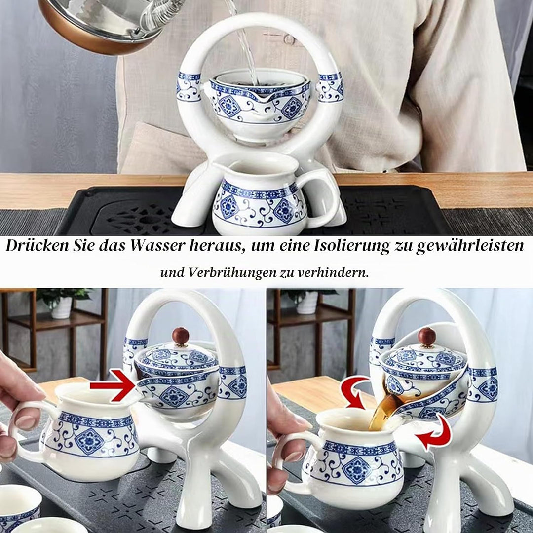 Hochwertige Chinesische Tee-Set-Geschenkbox, Rotierendes Kung Fu Tee-Set, Reines Handfeuern, Mit Rot