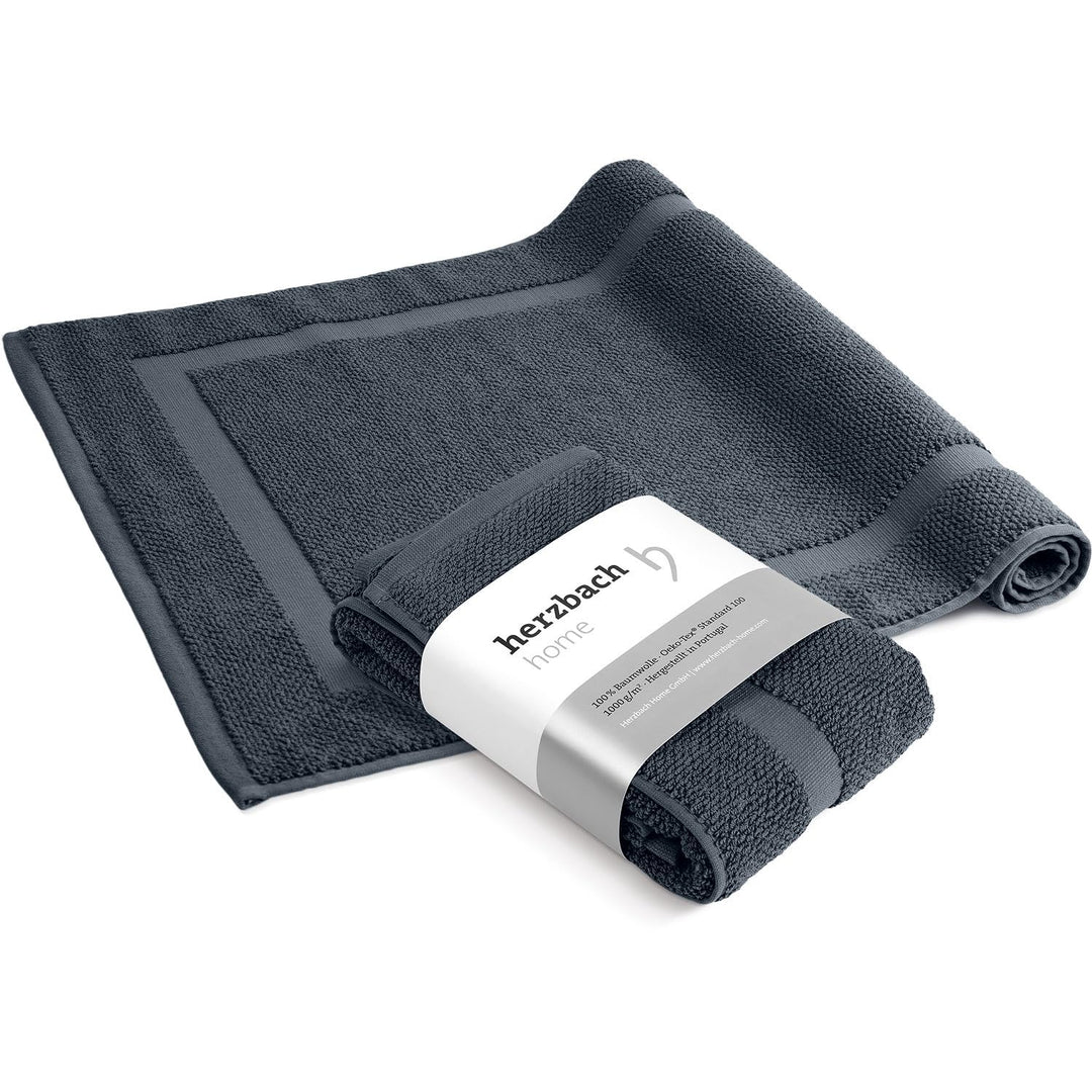 herzbach home Badvorleger Set 100% Baumwolle | Duschvorleger | 1.000 g/m² | Saugfähig | Waschbar (An