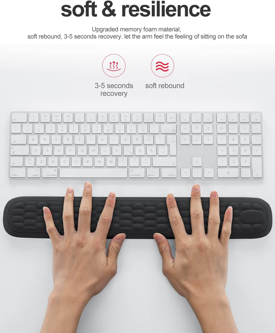 Meatanty Handgelenkauflage für Tastatur und Maus, gepolstert, Memory-Schaum, Handauflage für Büro, C