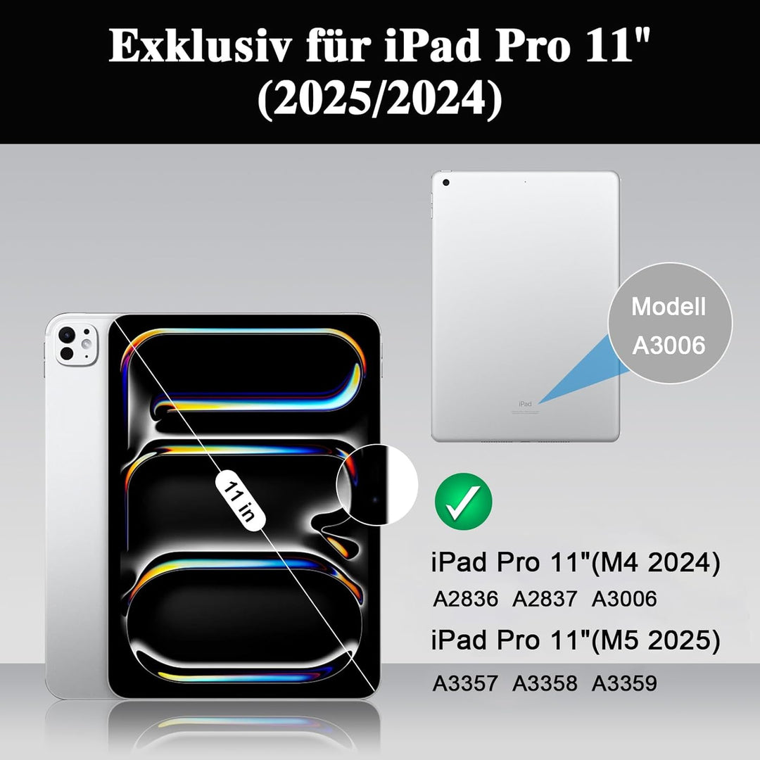 Tastatur Hülle für iPad Pro 11 Zoll (M5/M4 2025/2024), Magnetisch Abnehmbares Keyboard, Grosses Trac