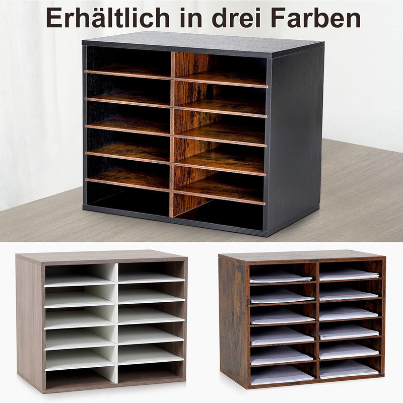 GUUSII HOME Schreibtischablage 12 Fächern Schreibtisch-Organizer Briefablage Stapelbar Ablagesystem