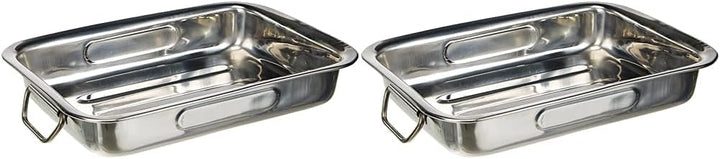 Ibili Bräter mit Griffen 25x19x5,5 cm aus Edelstahl, Silber, 23 cm (Packung mit 2) Silber 25 x 19 x