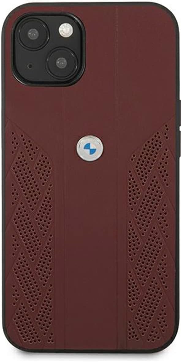 BMW BMHCP13MRSPPR Hülle für iPhone 13 6,1" rot Leather Curve Perforate