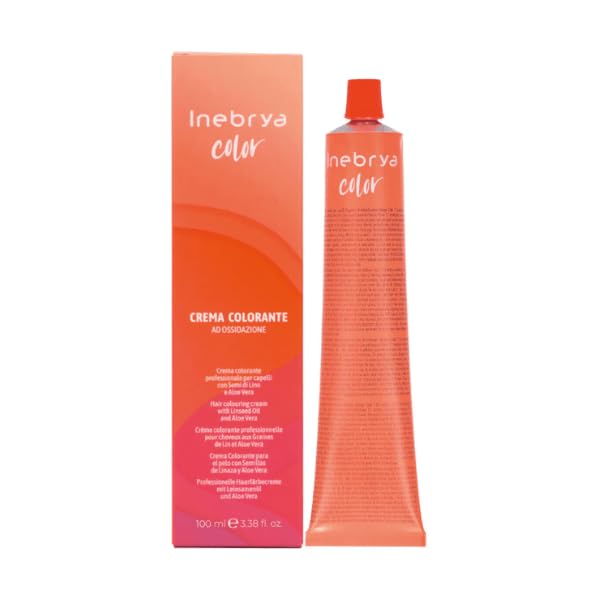 INEBRYA Permanente Haarfarbe mit Leinsamen und Aloe Vera 100ml (- 8.66F Hellblond Feuerrot) 8.66F He