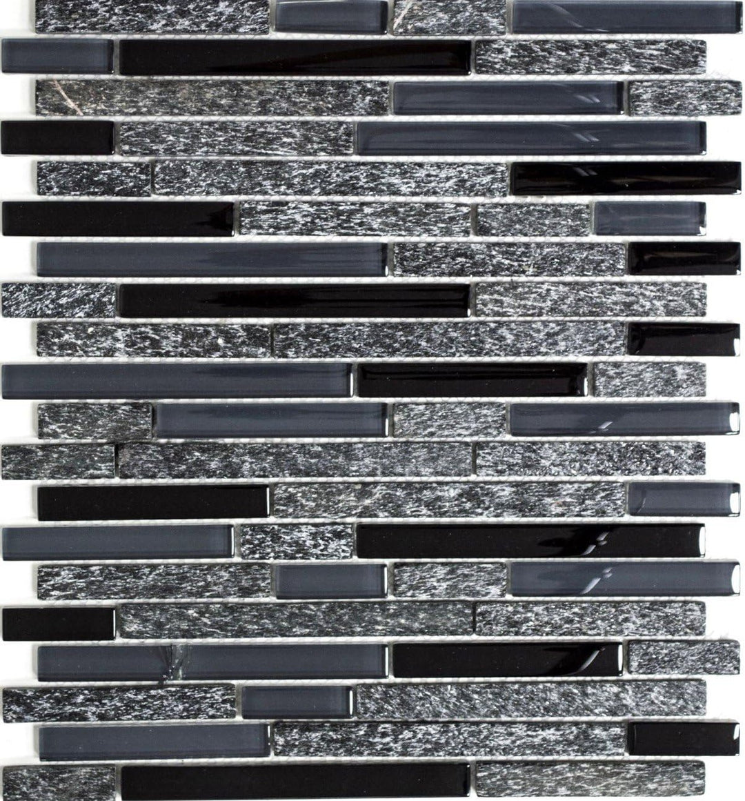 Mosaik Verbund Crystal/Stein mix grau/schwarz Glasmosaik Transluzent Transparent 3D, Mosaikstein For