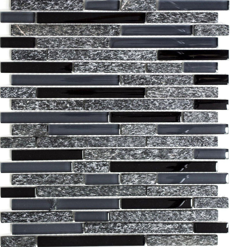 Mosaik Verbund Crystal/Stein mix grau/schwarz Glasmosaik Transluzent Transparent 3D, Mosaikstein For