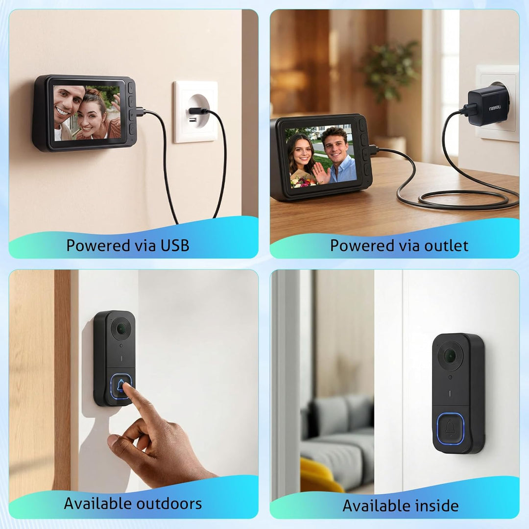 Wireless Video Türklingel mit 4,5" IPS Display & Kamera - 120° Weitwinkel, 2-Wege Audio, Infrarot Na