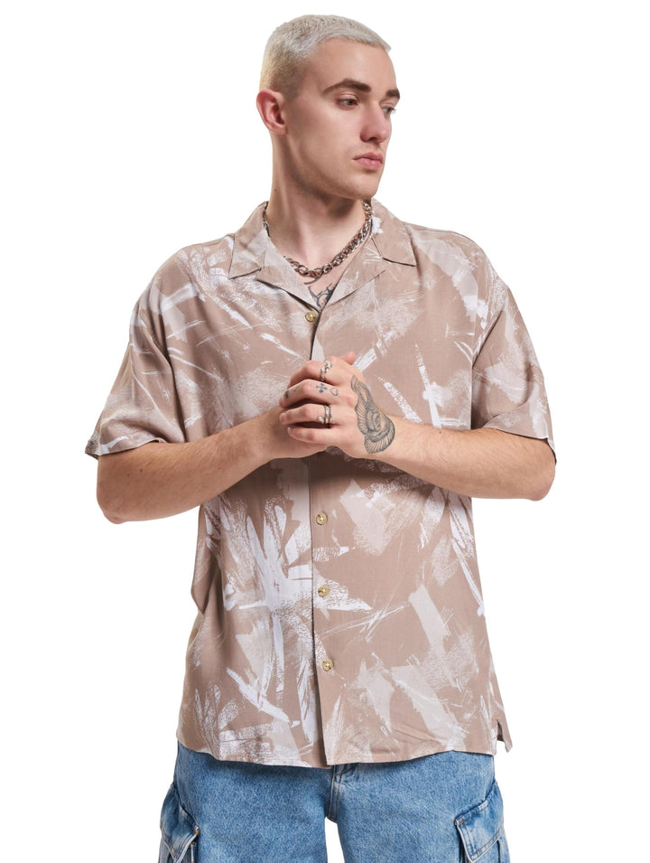 JACK & JONES Herren Jorflow Resort AOP Shirt Ss Blk Hemd L Crockery, L Crockery