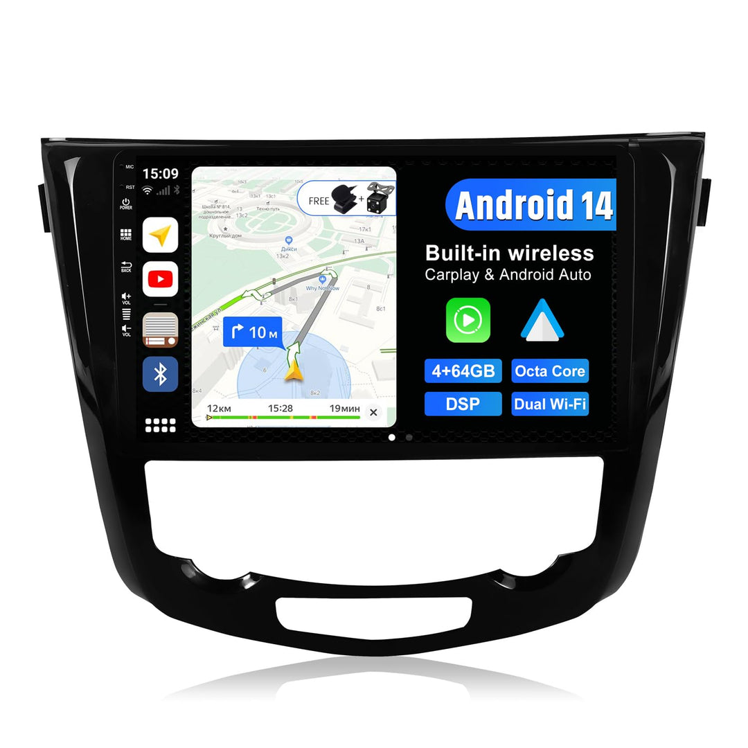 Android 15 IPS Autoradio für Nissan X-Trail Qashqai j11 Rouge(2014-2018) - 4G+64G - Eingebaut DSP/Ca