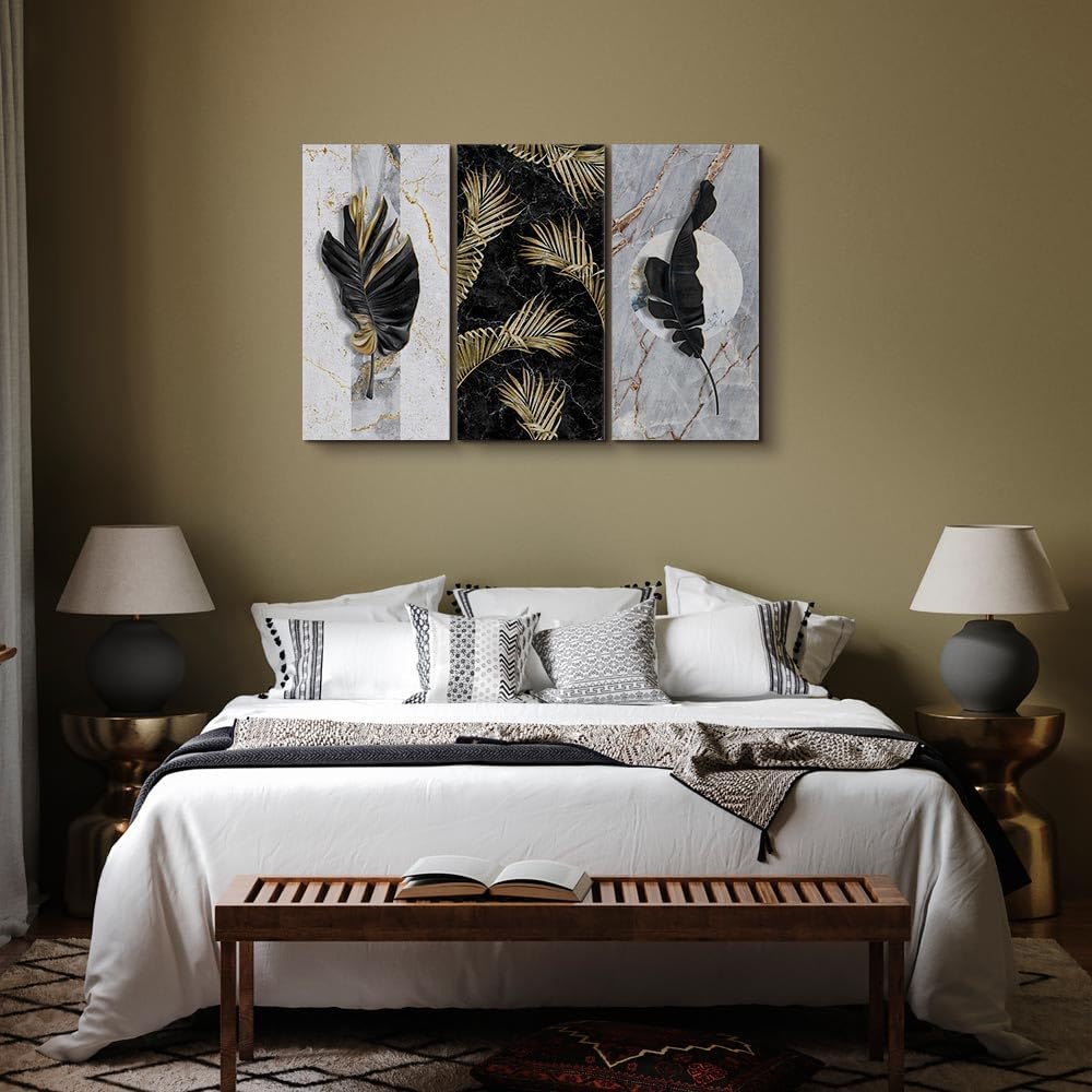 murando - Bilder tropische Blätter 120x80 cm Vlies Leinwandbild 3 Teilig Kunstdruck modern Wandbilde