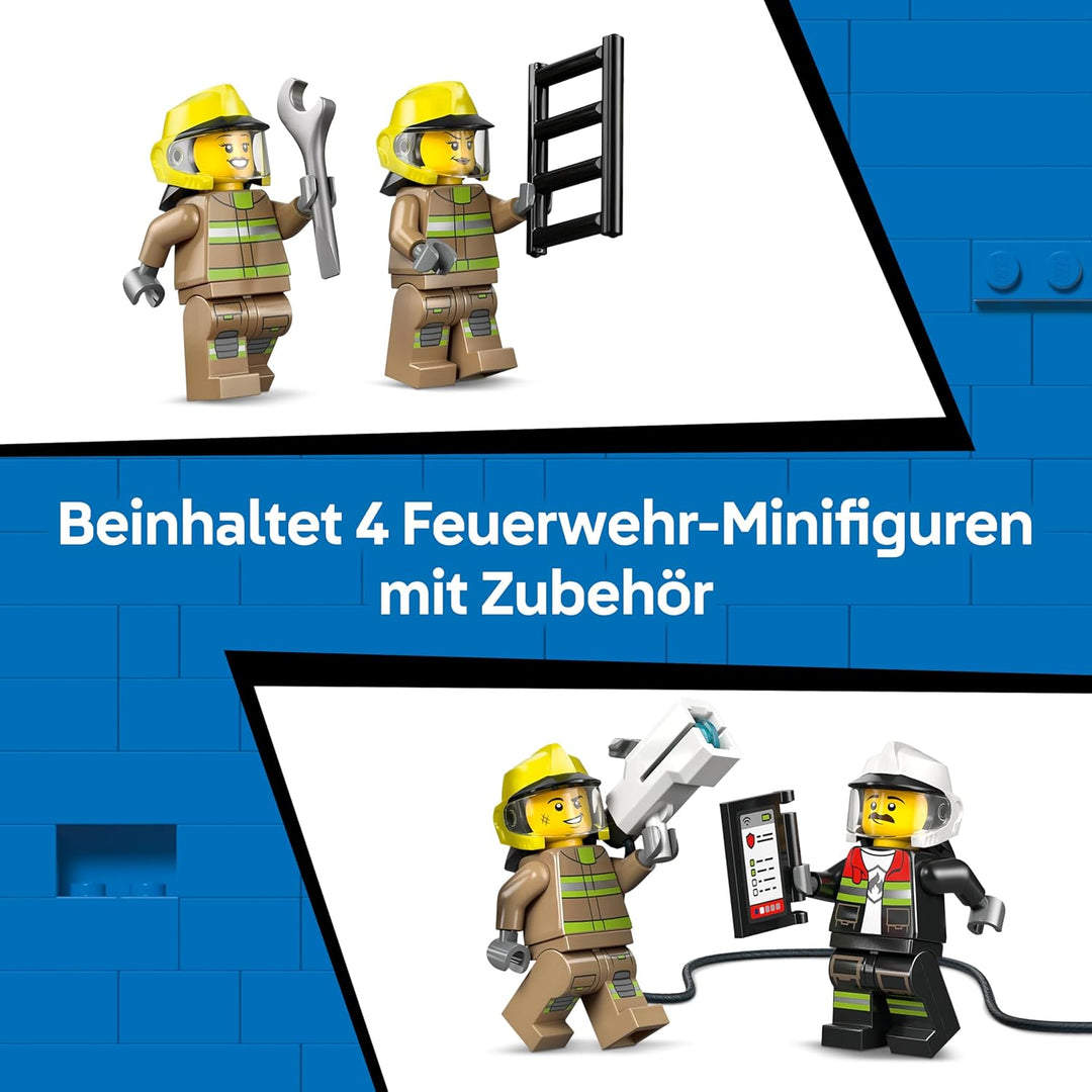 LEGO City Flughafenlöschfahrzeug - Spielzeug Einsatzfahrzeug - Modellbau mit 4 Feuerwehr Minifiguren