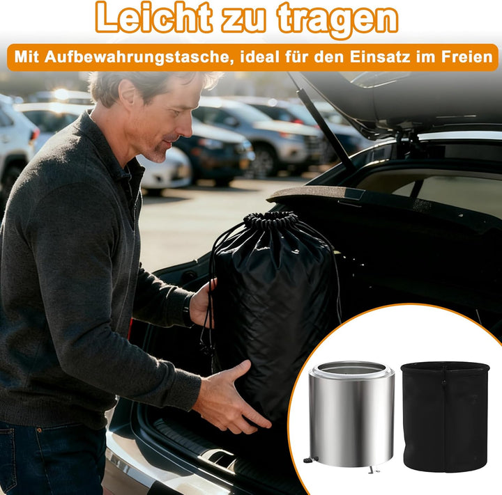 ACXIN Tischkamin Outdoor Edelstahl Rauchfrei Feuerschale Klein 14x14x19,5 cm Tragbarer Feuerkorb mit