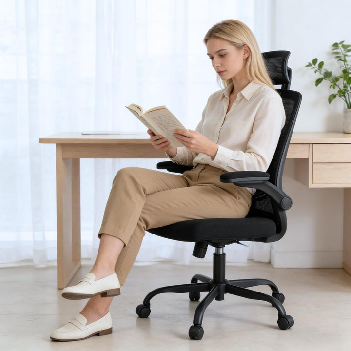 DUMOS Bürostuhl Ergonomisch, Gaming Stuhl mit Verstellbarer Kopfstütze, Armlehnen Schreibtischstuhl,