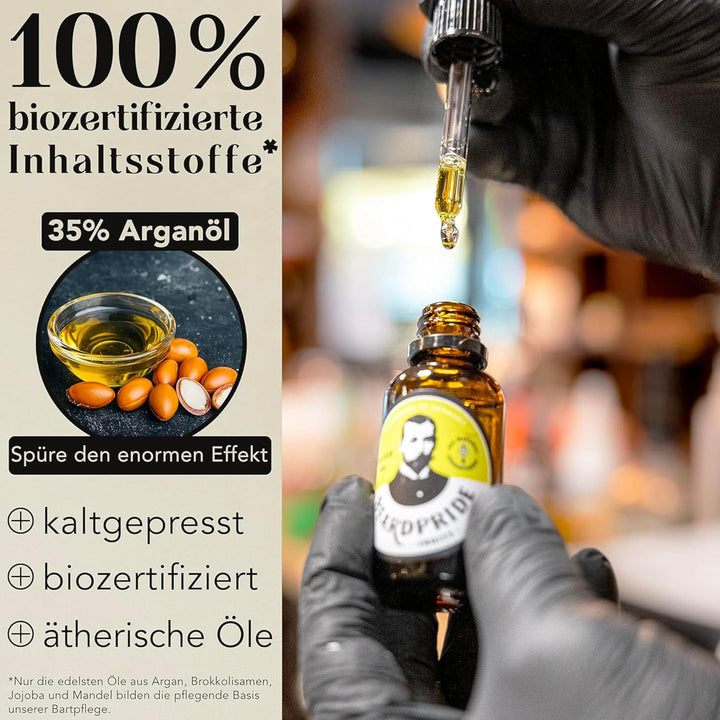 BEARDPRIDE Bio Bartöl Herren I Original Bart Öl aus dem Barbershop I Bartpflege Öl für weichen Bart