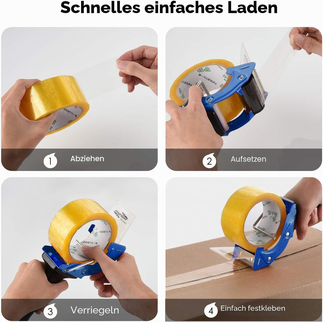 PROSUN Packetband Handabroller mit Bremse Metallgehäuse Schnell Reload Klebebandabroller, Paketklebe