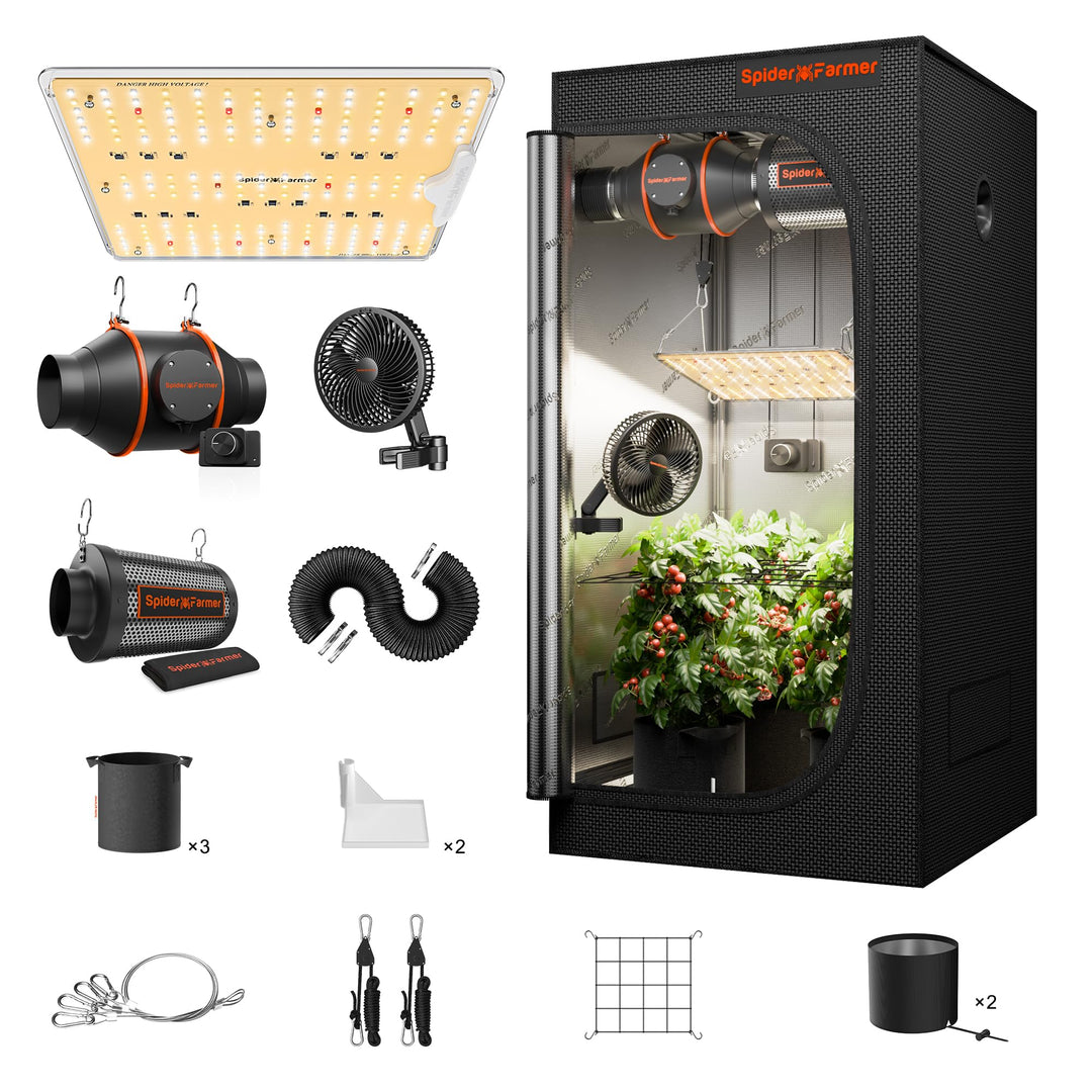 Spider Farmer SF1000D Growbox Komplettset LED Grow Lampe Vollspektrum Samsung LM301B LEDs Growzelt K