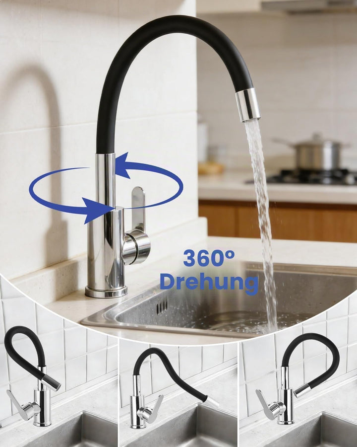 Flexible Spültischarmatur Wasserhahn Küche Flexibel Einhebel Spültischarmatur, Flexibler 360° Drehba
