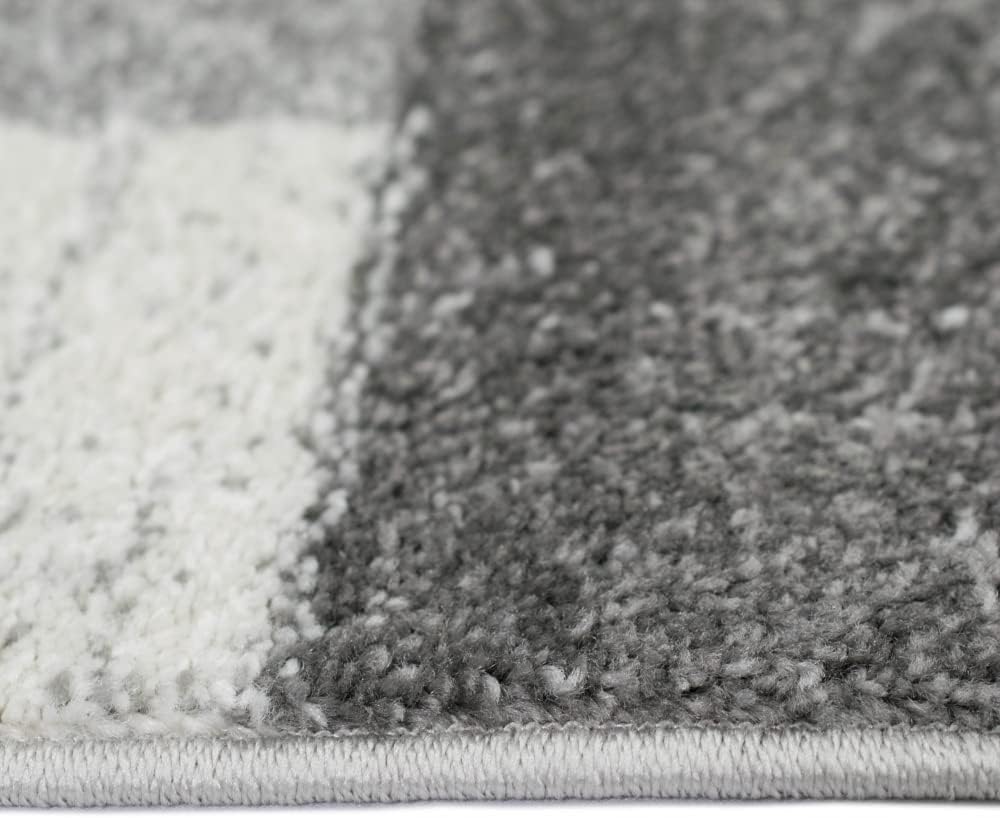 Grosser Teppich für Wohnzimmer | dezente Quadrate | Creme grau, Grösse 240x330 cm 240x330 cm Creme G