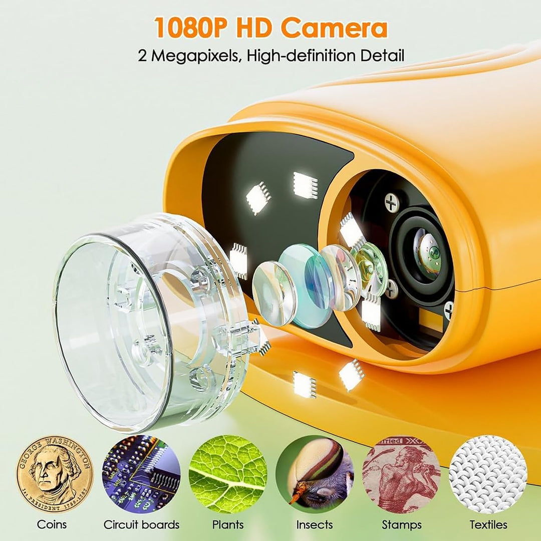 Handy Digital Mikroskop für Kinder, 1080P HD 2.0" Bildschirm Mini-Mikroskop, 1000X USB tragbares Tas