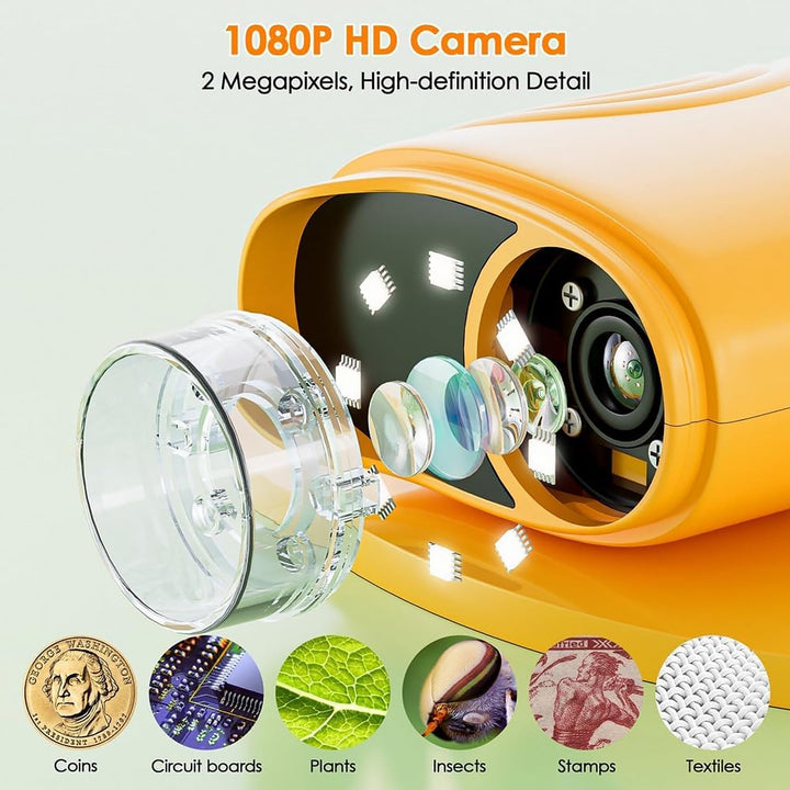 Handy Digital Mikroskop für Kinder, 1080P HD 2.0" Bildschirm Mini-Mikroskop, 1000X USB tragbares Tas