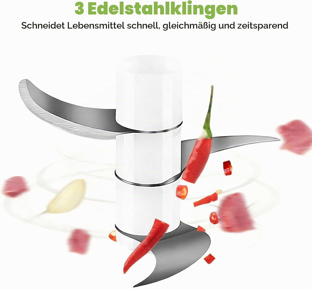 Elektrischer Küchenzerkleinerer, Zwiebelzerkleinerer elektrisch 350 ml, Mini Zwiebel Zerkleinerer El