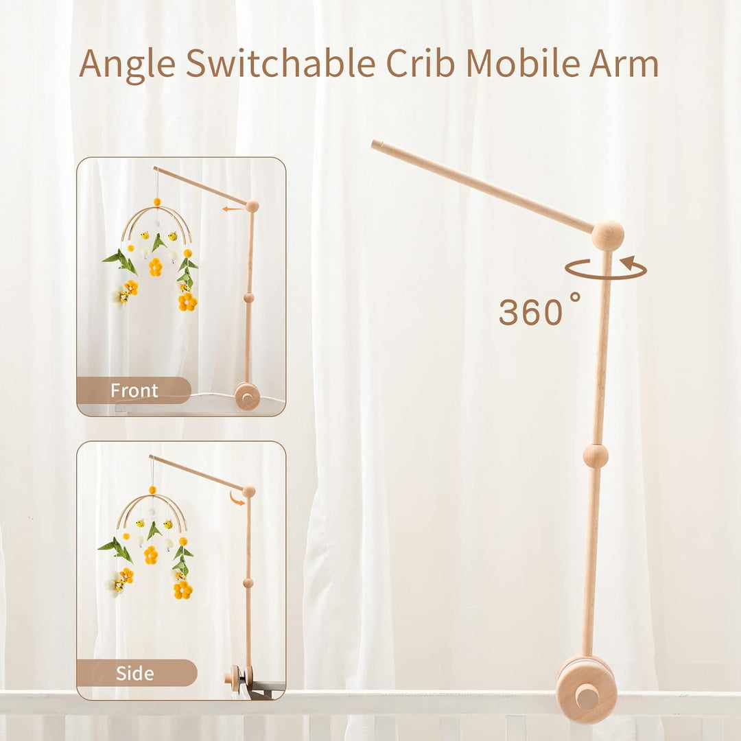 Youuys Mobile Halterung Holz für Babybett Mobile Wickeltisch Mobile Baby Halter Gestell Höhenverstel