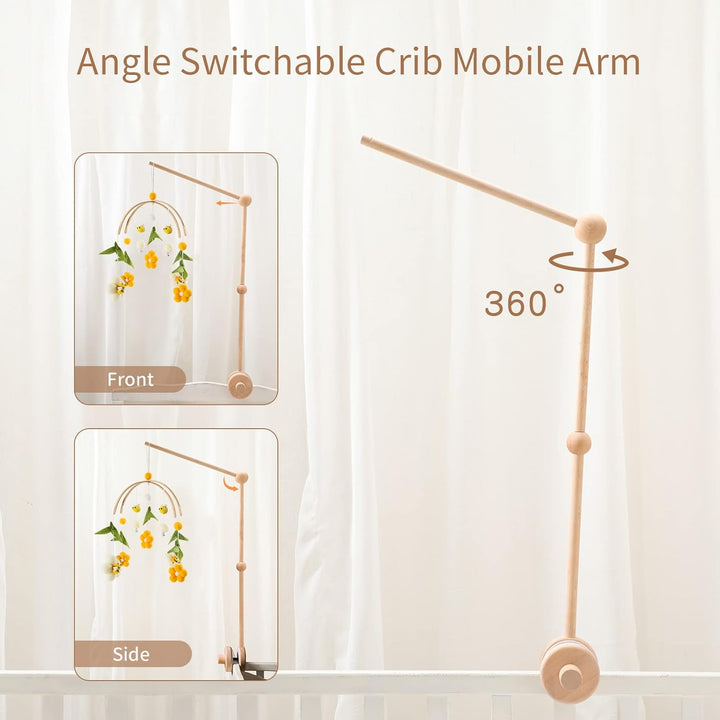 Youuys Mobile Halterung Holz für Babybett Mobile Wickeltisch Mobile Baby Halter Gestell Höhenverstel