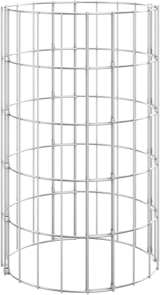WIFESE Gabionen Hochbeet Rund 30x50 cm Steinkorb Gabione Gabionenkorb Gabionenwand Gabionensäule Gab