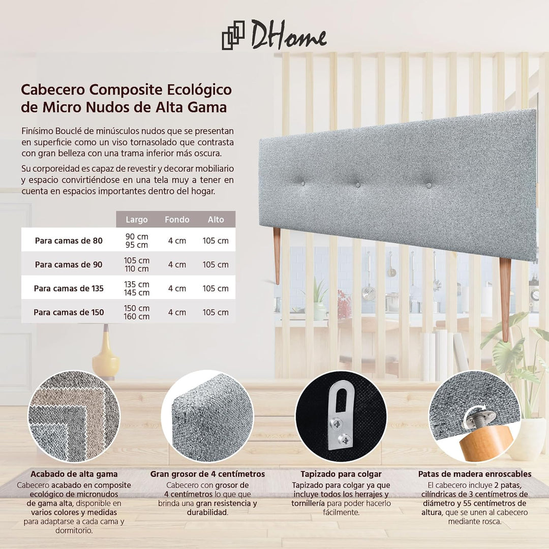 DHOME Kunstleder oder Acualine Stoff Kopfteil einfarbig mit Knöpfen gepolstert HIGH Range Luxus Bett