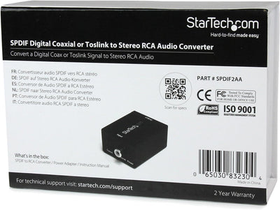 StarTech.com SPDIF Digital Koaxial und Toslink (Optisch) auf Stereo RCA Audio Konverter Toslink/Digi