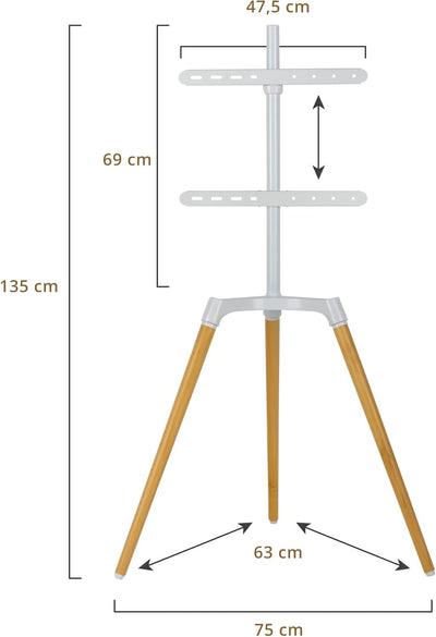 joycraft FLS-4265 TV-Stativ - Design Fernseher-Halterung mit Holz Füssen - Belastbar bis max. 35 kg