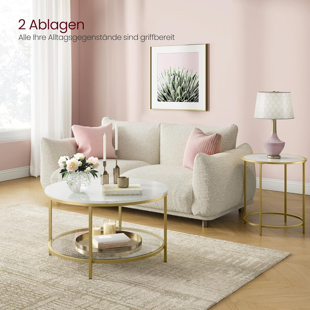 VASAGLE Couchtisch, Wohnzimmertisch, Sofatisch, für Wohnzimmer, mit Glasplatte, viel Stauraum, einfa