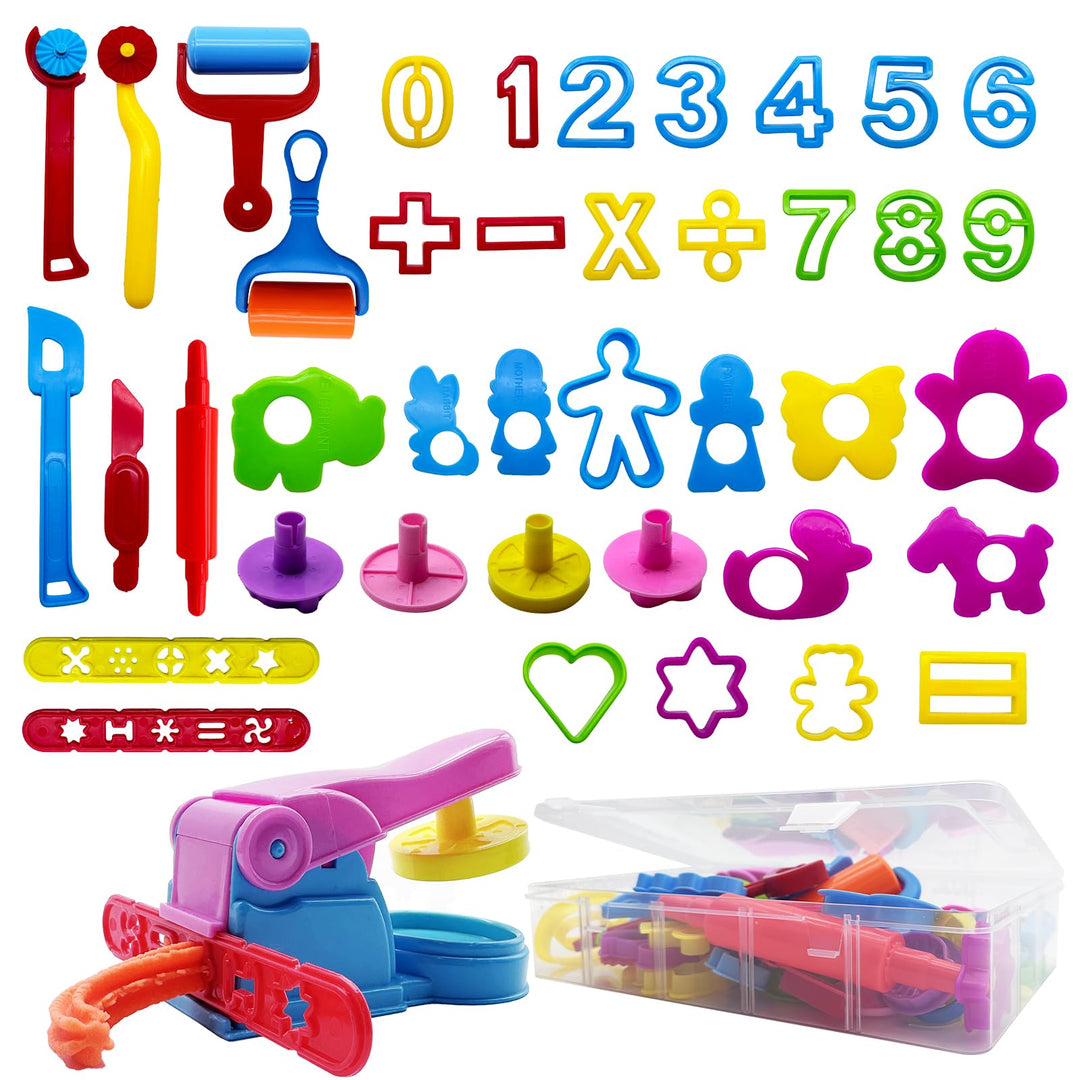 41 Stück Knete Zubehör, Play Doh Knete Set enthält eine Nudelmaschine, Keksausstecher, Küche Spielze